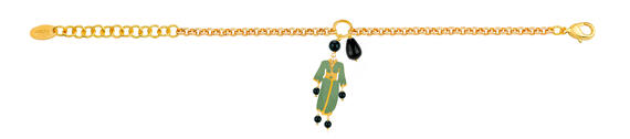 Bracciale Kimono Smalto Verde Mini Nero - Lebole Maison